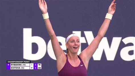 Kvitova snaps Rybakina's streak to win Miami; 30th career title.